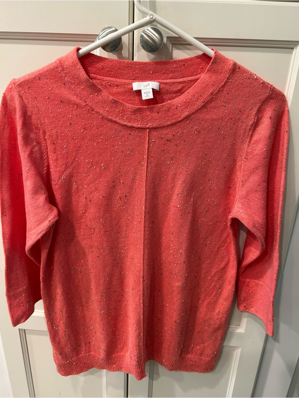 J.Jill Women's Coral Speckled Crewneck Sweater